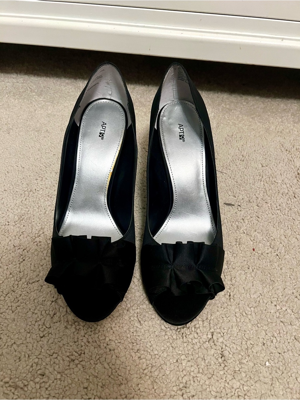 Apt. 9 Black Ruffle Peep-Toe Heels